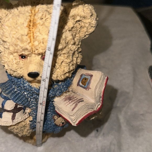 Vintage Resin Bear Reading Book, Wears Blue Sweater, 7” Tall, Clean. Greenbriar. - Picture 3 of 3